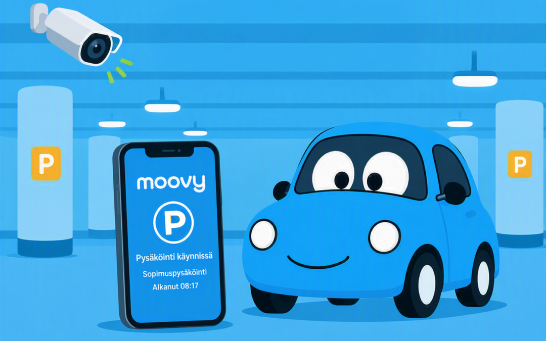 Moovy-sovellus on sopimuspysäköinnin digitaalinen kulkukortti